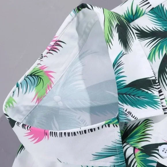 White Mens Button Up Tee Shirt - Picture 5 of 6